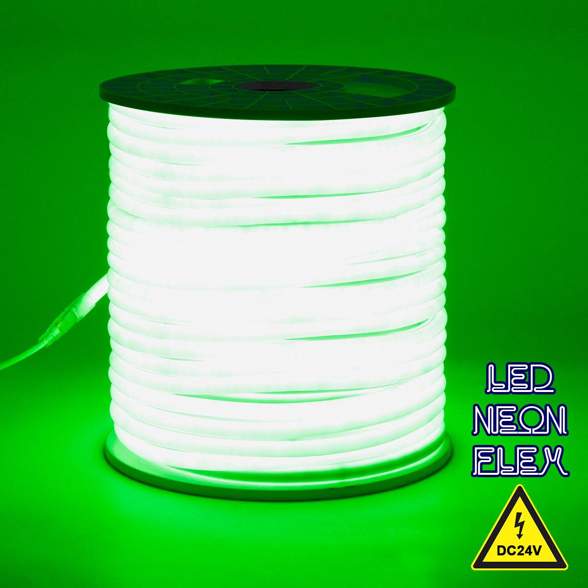 GloboStar® 70584 TUBE 360° Degree Neon Flex Epistar LED SMD 2835 1m 12W/m 120LED/m 1212lm/m 360° DC 24V Αδιάβροχη IP68 Πράσινο Dimmable - ledmania.gr