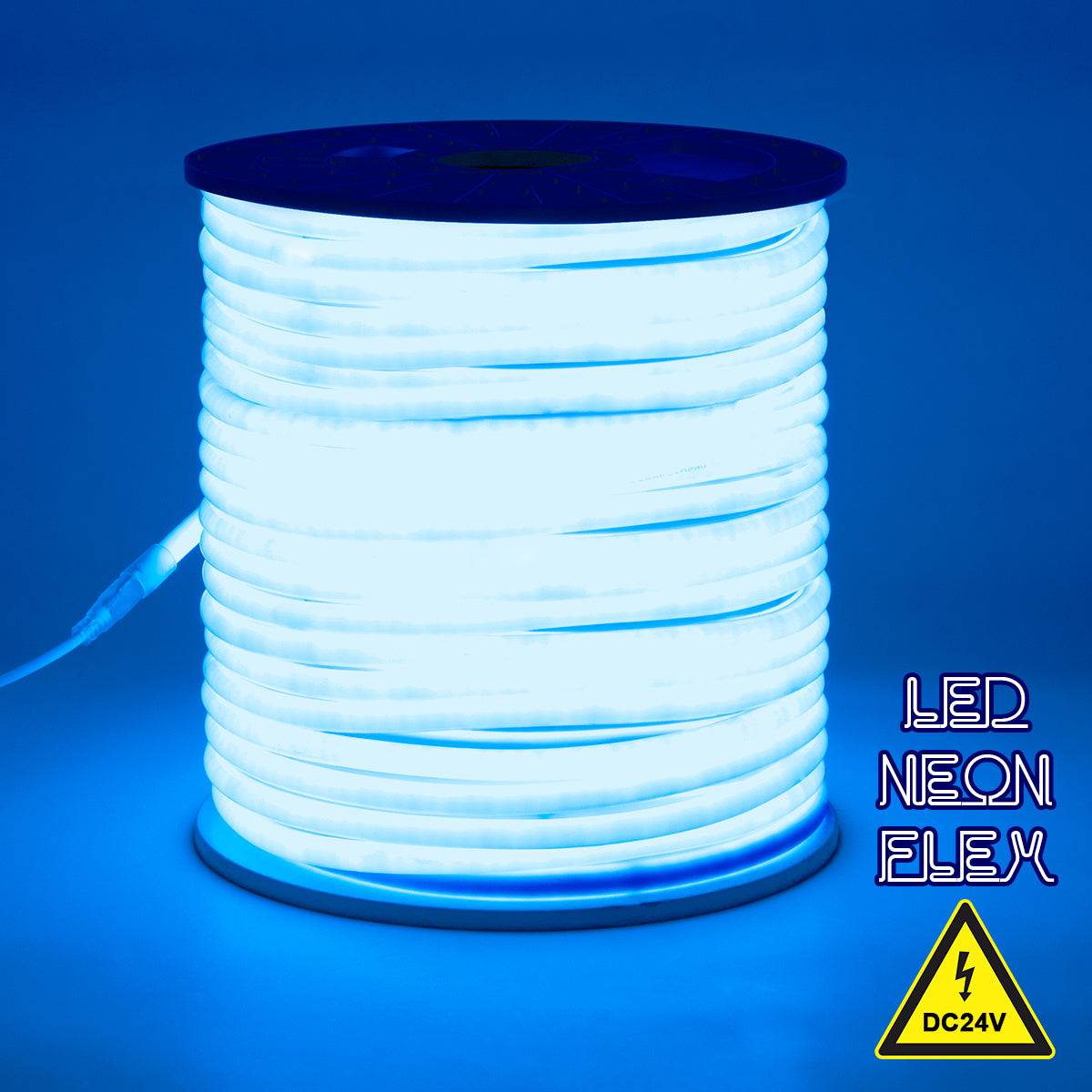 GloboStar® 70585 TUBE 360° Degree Neon Flex Epistar LED SMD 2835 1m 12W/m 120LED/m 1212lm/m 360° DC 24V Αδιάβροχη IP68 Μπλε Dimmable - ledmania.gr