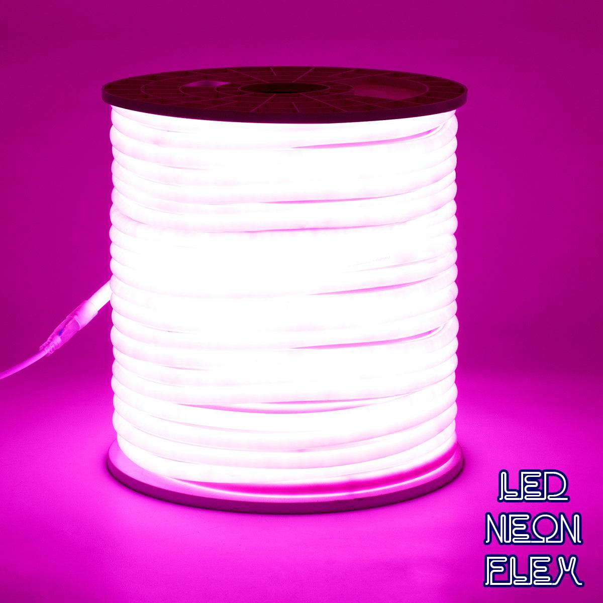 GloboStar® 70597 TUBE 360° Degree Neon Flex Epistar LED SMD 2835 1m 12W/m 120LED/m 1212lm/m 360° DC 230V Αδιάβροχη IP68 Ροζ Dimmable - ledmania.gr