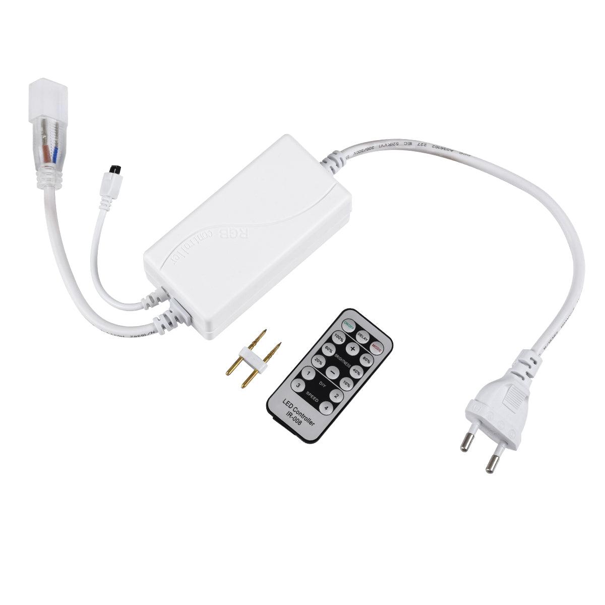 GloboStar® 70646 Single Color Dimmer με Ασύρματο Χειριστήριο IR - Μεταλλάκτης Τροφοδοσίας AC/DC 230V IP20 για TUBE 360° Degree Neon Flex LED Μονόχρωμη 2 Pin Max 1500W - Έως 100 Μέτρα - ledmania.gr