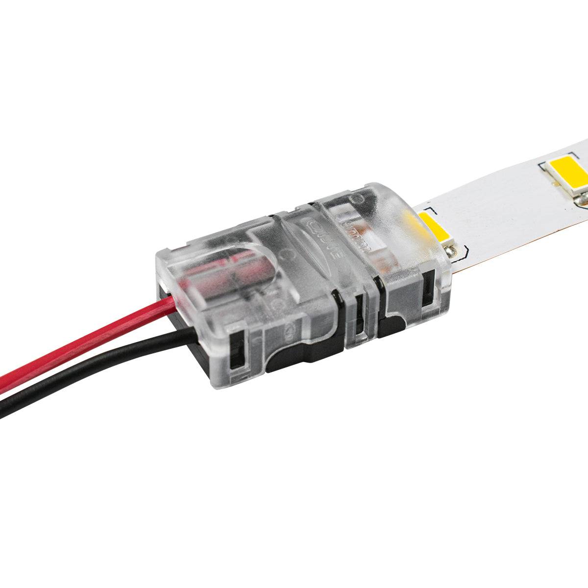 GloboStar® 70714 Ταχυσύνδεσμος Ένωσης IP20 - Strip To Cable Connector για Ένωση 1 x Μονόχρωμης Ταινίας LED Πλάτους 8mm με 1 x Καλώδιο Τροφοδοσίας - ledmania.gr