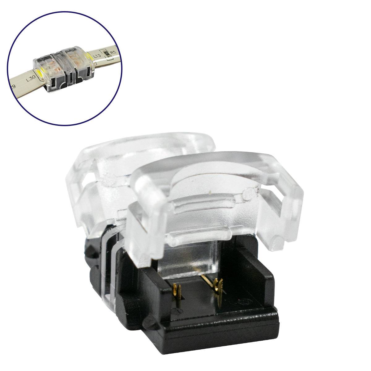 GloboStar® 70715 Αδιάβροχος Ταχυσύνδεσμος Ένωσης IP65 - Strip To Strip Connector για Ένωση 2 x Μονόχρωμες Αδιάβροχες Ταινίες LED Πλάτους 8mm - ledmania.gr