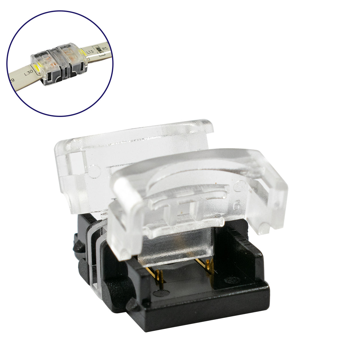 GloboStar® 70719 Αδιάβροχος Ταχυσύνδεσμος Ένωσης IP65 - Strip To Strip Connector για Ένωση 2 x Μονόχρωμες Αδιάβροχες Ταινίες LED Πλάτους 10mm - ledmania.gr