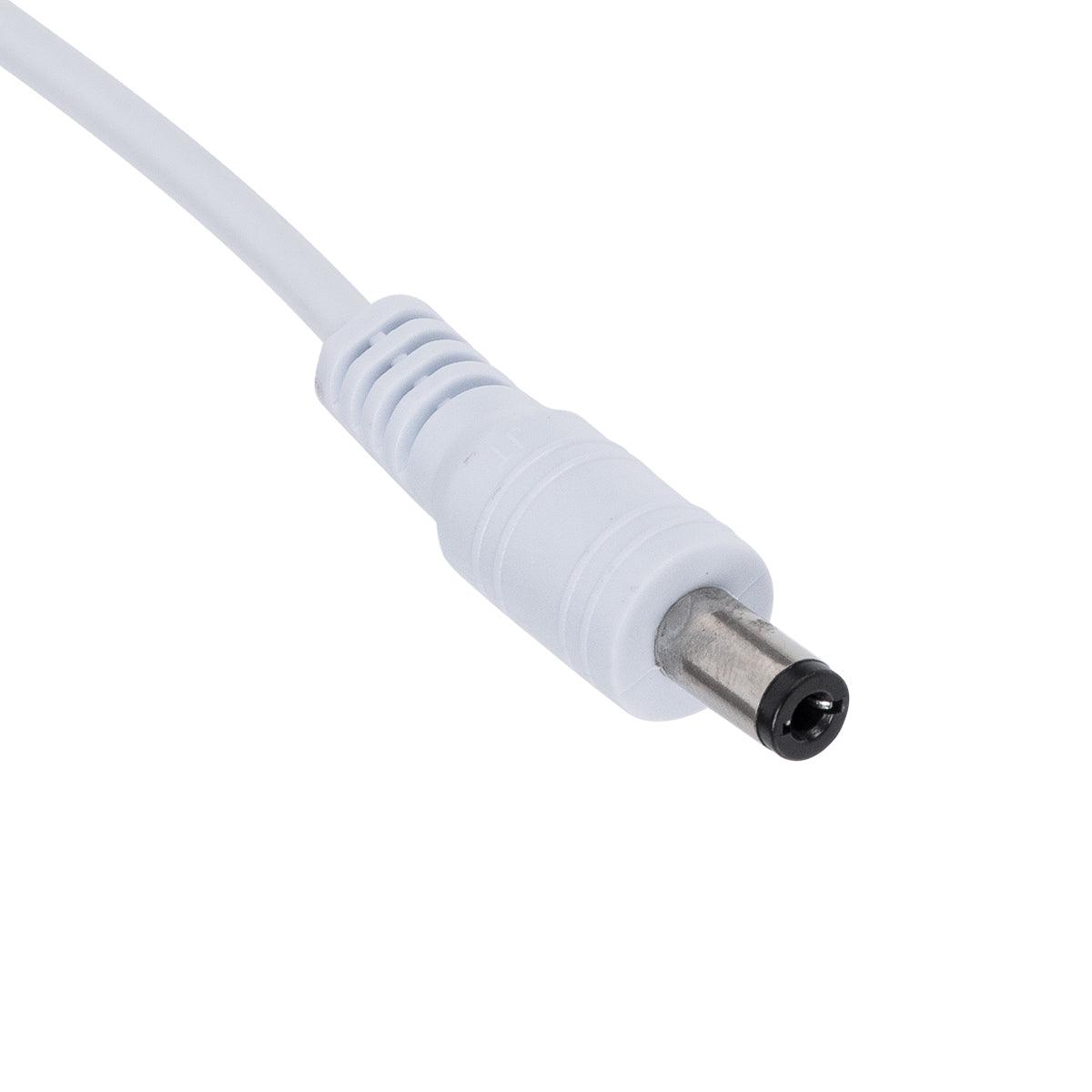 GloboStar® 70747 Καλώδιο Τροφοδοσίας DC 2 Μέτρων από Jack Male 2.1x5.5mm σε 2 x 0.3mm Ατερμάτιστο Καλώδιο Μ200 x Π1.1cm Λευκό - ledmania.gr