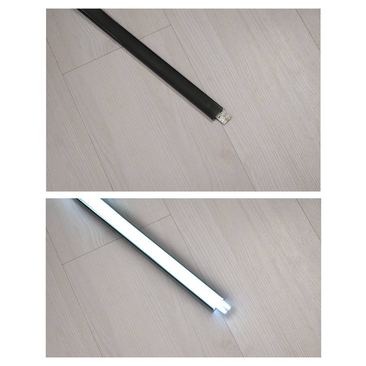 GloboStar® 70810-3M Επιφανειακό Προφίλ Αλουμινίου Μαύρο με Μαύρο Οπάλ Κάλυμμα για 2 Σειρές Ταινίας LED Πατητό - Press On Πακέτο 5 Τεμάχια των 3 Μέτρων - ledmania.gr