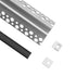 GloboStar® 70822-3M Χωνευτό Γωνιακό για Γυψοσανίδα - Trimless Προφίλ Αλουμινίου Ανοδιωμένο με Μαύρο Οπάλ Κάλυμμα για 1 Σειρά Ταινίας LED Πατητό - Press On Πακέτο 5 Τεμάχια των 3 Μέτρων - ledmania.gr