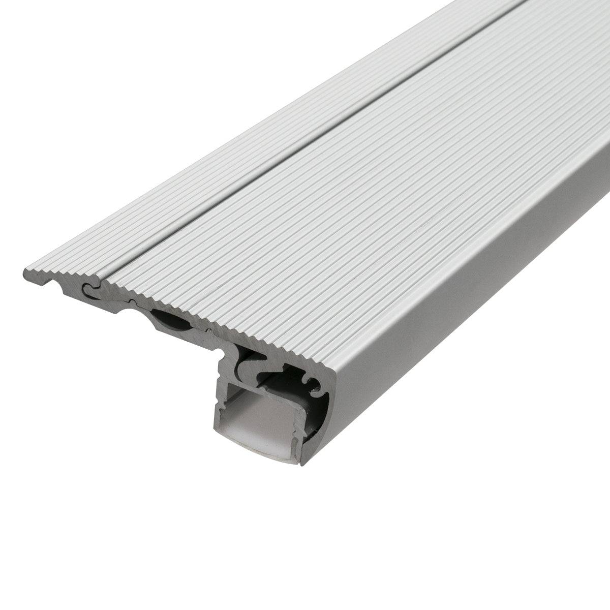 GloboStar® 70823-1M Προφίλ Αλουμινίου για Σκαλοπάτια Ανοδιωμένο με Λευκό Οπάλ Κάλυμμα για 1 Σειρά Ταινίας LED Πατητό - Press On - ledmania.gr