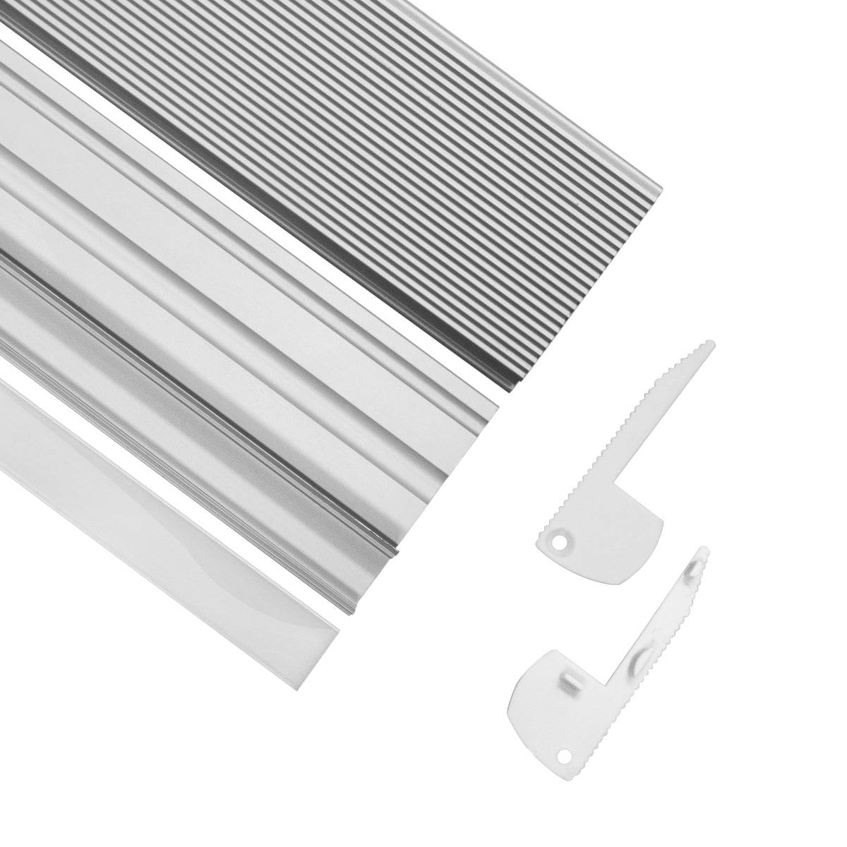 GloboStar® 70823-2M Προφίλ Αλουμινίου για Σκαλοπάτια Ανοδιωμένο με Λευκό Οπάλ Κάλυμμα για 1 Σειρά Ταινίας LED Πατητό - Press On Πακέτο 5 Τεμάχια των 2 Μέτρων - ledmania.gr