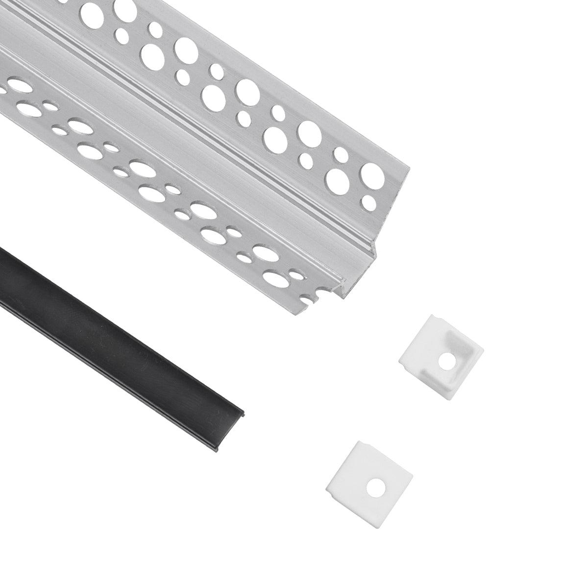 GloboStar® 70837-3M Χωνευτό Γωνιακό για Γυψοσανίδα - Trimless Προφίλ Αλουμινίου Ανοδιωμένο με Μαύρο Οπάλ Κάλυμμα για 1 Σειρά Ταινίας LED Πατητό - Press On Πακέτο 5 Τεμάχια των 3 Μέτρων - ledmania.gr