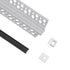 GloboStar® 70837-3M Χωνευτό Γωνιακό για Γυψοσανίδα - Trimless Προφίλ Αλουμινίου Ανοδιωμένο με Μαύρο Οπάλ Κάλυμμα για 1 Σειρά Ταινίας LED Πατητό - Press On Πακέτο 5 Τεμάχια των 3 Μέτρων - ledmania.gr