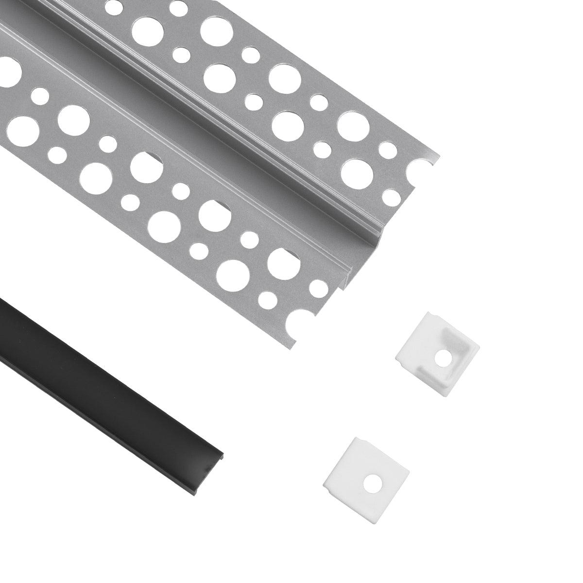 GloboStar® 70839-2M Χωνευτό Γωνιακό για Γυψοσανίδα - Trimless Προφίλ Αλουμινίου Ανοδιωμένο με Μαύρο Οπάλ Κάλυμμα για 1 Σειρά Ταινίας LED Πατητό - Press On Πακέτο 5 Τεμάχια των 2 Μέτρων - ledmania.gr