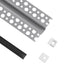 GloboStar® 70839-3M Χωνευτό Γωνιακό για Γυψοσανίδα - Trimless Προφίλ Αλουμινίου Ανοδιωμένο με Μαύρο Οπάλ Κάλυμμα για 1 Σειρά Ταινίας LED Πατητό - Press On Πακέτο 5 Τεμάχια των 3 Μέτρων - ledmania.gr