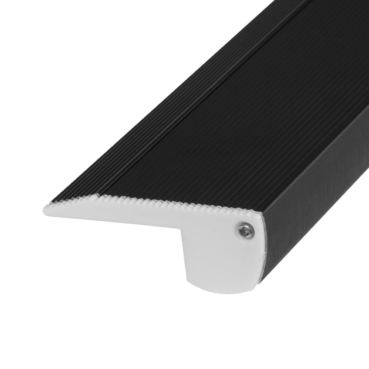 GloboStar® 70841-3M Προφίλ Αλουμινίου για Σκαλοπάτια Μαύρο με Λευκό Οπάλ Κάλυμμα για 1 Σειρά Ταινίας LED Πατητό - Press On 3 Μέτρα - ledmania.gr