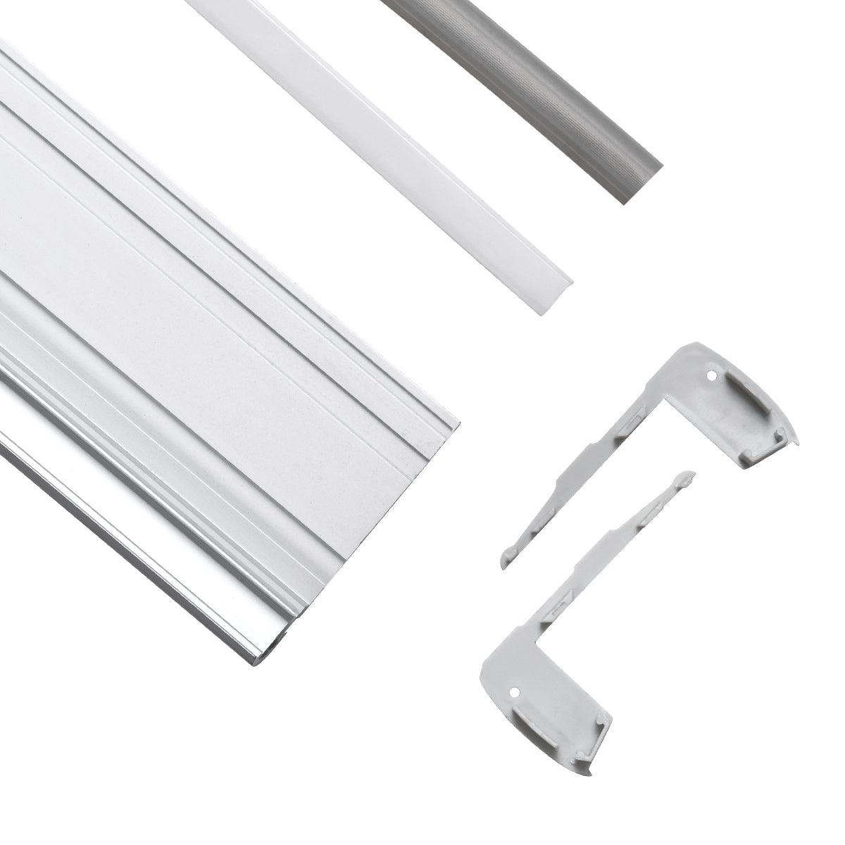 GloboStar® 70842-3M Προφίλ Αλουμινίου για Σκαλοπάτια Ανοδιωμένο με Λευκό Οπάλ Κάλυμμα Up / Down για 2 Σειρές Ταινίας LED Πατητό - Press On με Αντιολισθητικό Ελαστικό Σιλικόνης 3 Μέτρα - ledmania.gr