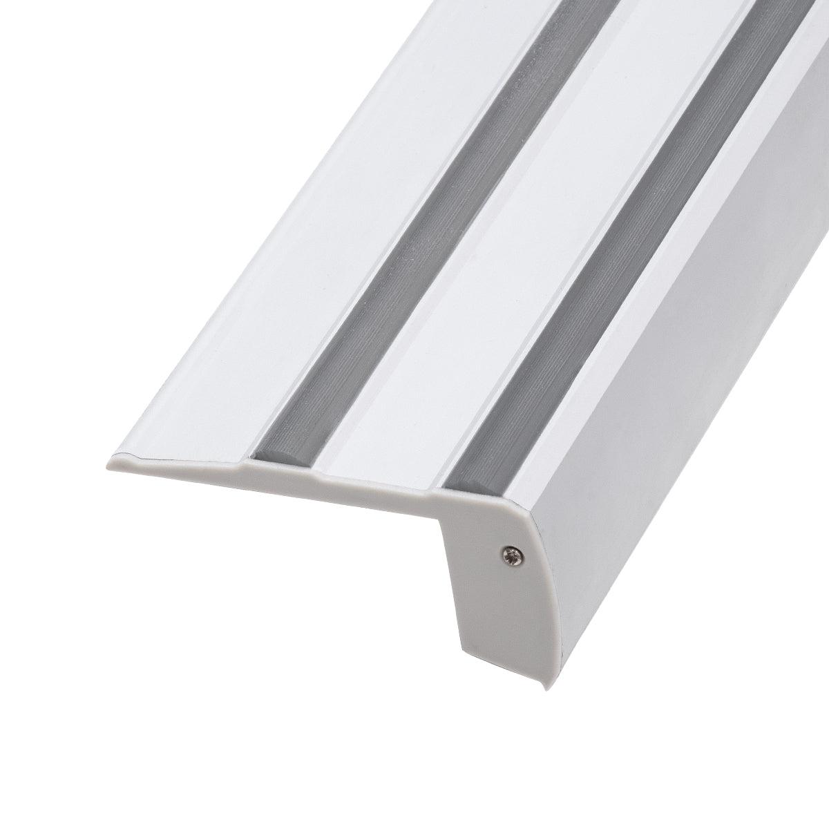 GloboStar® 70842-3M Προφίλ Αλουμινίου για Σκαλοπάτια Ανοδιωμένο με Λευκό Οπάλ Κάλυμμα Up / Down για 2 Σειρές Ταινίας LED Πατητό - Press On με Αντιολισθητικό Ελαστικό Σιλικόνης 3 Μέτρα - ledmania.gr
