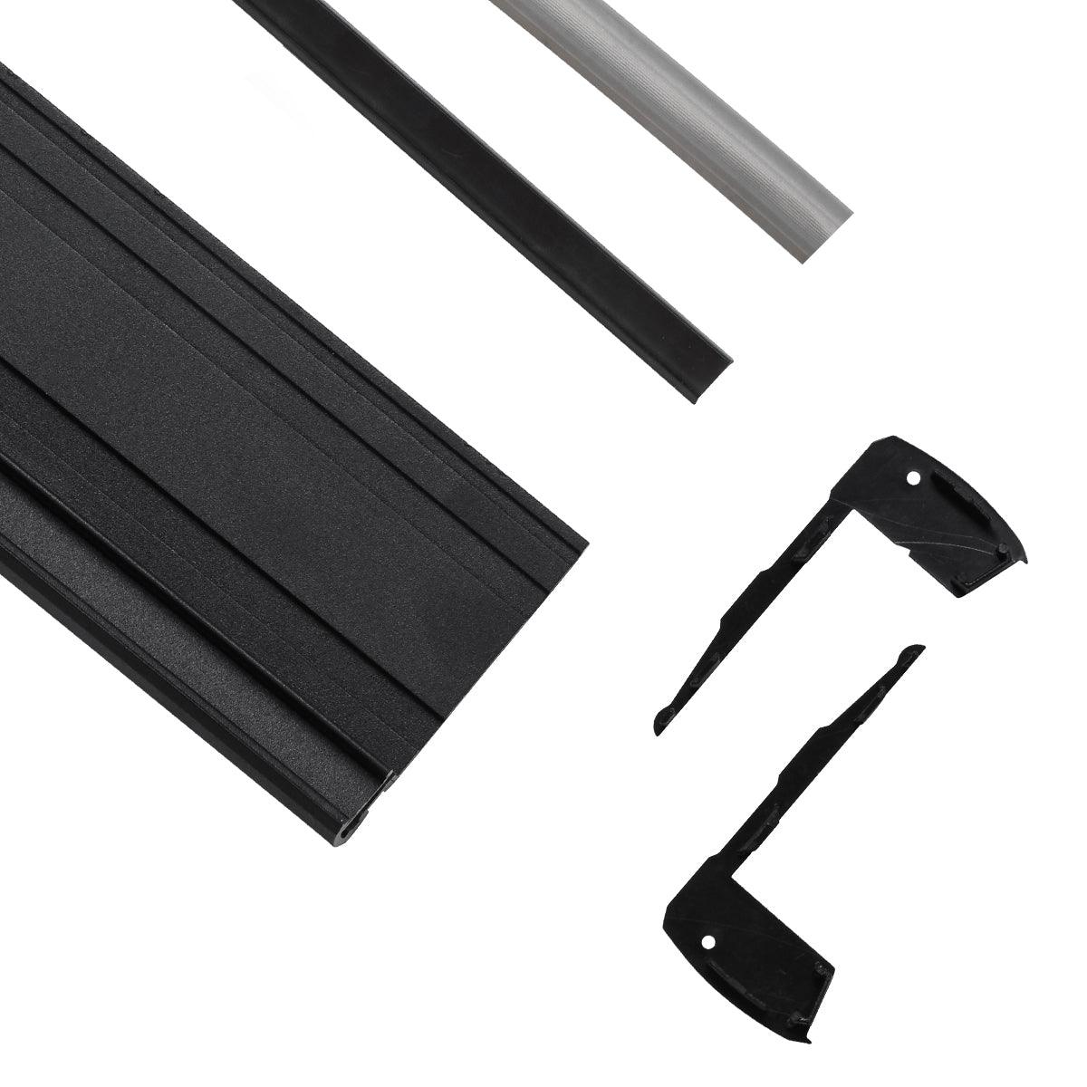 GloboStar® 70843-3M Προφίλ Αλουμινίου για Σκαλοπάτια Μαύρο με Μαύρο Οπάλ Κάλυμμα Up / Down για 2 Σειρές Ταινίας LED Πατητό - Press On με Αντιολισθητικό Ελαστικό Σιλικόνης 3 Μέτρα - ledmania.gr