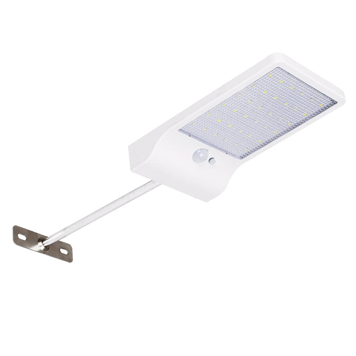 GloboStar® 71467 Αυτόνομο Ηλιακό Φωτιστικό Τοίχου Λευκό LED SMD 4W 550lm με Ενσωματωμένη Μπαταρία 2200mAh - Φωτοβολταϊκό Πάνελ - Βάση Στήριξης - Αισθητήρα Ημέρας-Νύχτας PIR Αισθητήρα Κίνησης Αδιάβροχο IP65 Ψυχρό Λευκό 6000K - ledmania.gr