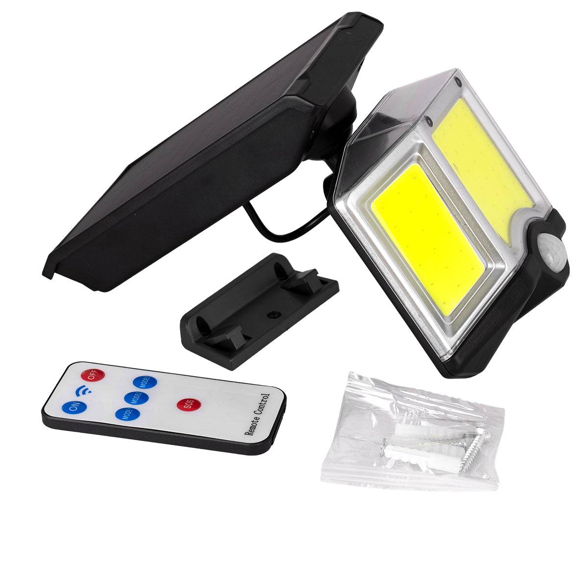 GloboStar® 71482 Αυτόνομος Ηλιακός Προβολέας LED COB 20W 1500lm με Ενσωματωμένη Μπαταρία 2400mAh - Φωτοβολταϊκό Πάνελ με Αισθητήρα Ημέρας-Νύχτας - PIR Αισθητήρα Κίνησης και Ασύρματο Χειριστήριο IR Αδιάβροχο IP65 Ψυχρό Λευκό 6000K - ledmania.gr