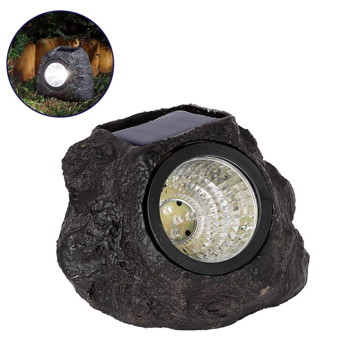 GloboStar® 71484 Αυτόνομο Ηλιακό Φωτιστικό LED SMD 1W 100lm με Ενσωματωμένη Μπαταρία 600mAh - Φωτοβολταϊκό Πάνελ με Αισθητήρα Ημέρας-Νύχτας Αδιάβροχο IP65 Διακοσμητική Πέτρα - Βράχος Κήπου Ψυχρό Λευκό 6000K - ledmania.gr