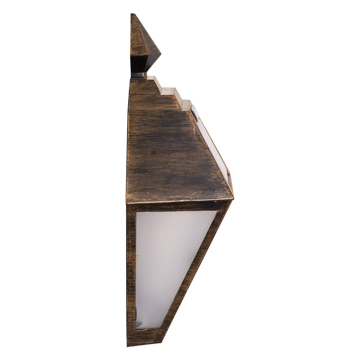 GloboStar® 71492 Αυτόνομο Ηλιακό Φωτιστικό Τοίχου Μπρονζέ Σκουριά LED SMD 1W 40lm με Ενσωματωμένη Μπαταρία 600mAh - Φωτοβολταϊκό Πάνελ με Αισθητήρα Ημέρας-Νύχτας IP65 Ψυχρό Λευκό 6000K - ledmania.gr