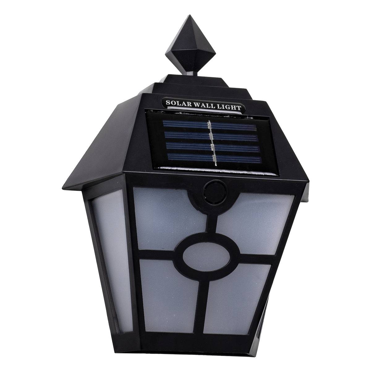 GloboStar® 71494 Αυτόνομο Ηλιακό Φωτιστικό Τοίχου Μαύρο LED SMD 1W 40lm με Ενσωματωμένη Μπαταρία 600mAh - Φωτοβολταϊκό Πάνελ με Αισθητήρα Ημέρας-Νύχτας IP65 Ψυχρό Λευκό 6000K - ledmania.gr