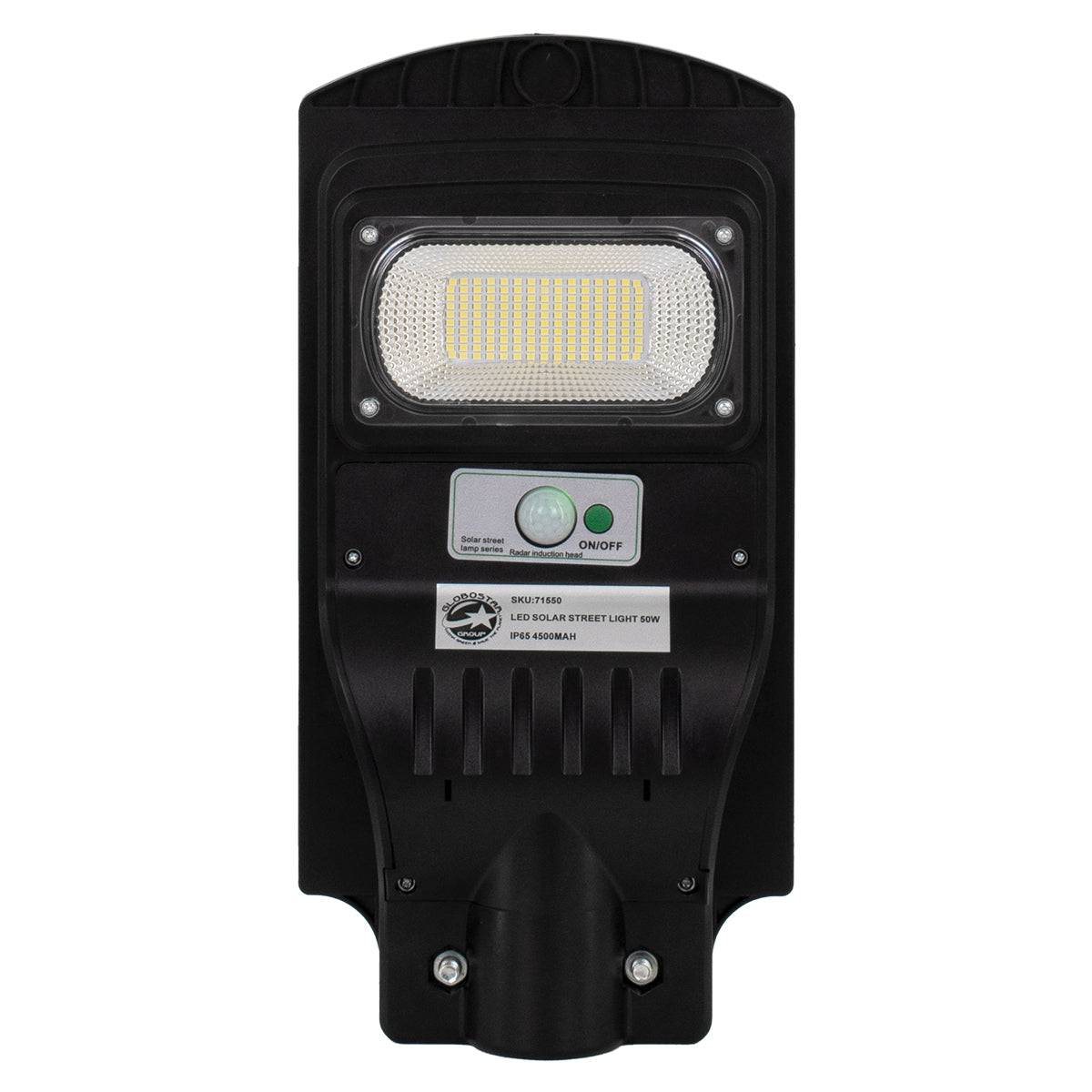 GloboStar® 71550 Αυτόνομο Ηλιακό Φωτιστικό Δρόμου Street Light LED SMD 50W 4000lm με Ενσωματωμένη Μπαταρία Li-ion 4500mAh - Φωτοβολταϊκό Πάνελ με Αισθητήρα Ημέρας-Νύχτας PIR Αισθητήρα Κίνησης και Ασύρματο Χειριστήριο Αδιάβροχο IP65 Ψυχρό Λευκό 6000K - ledmania.gr
