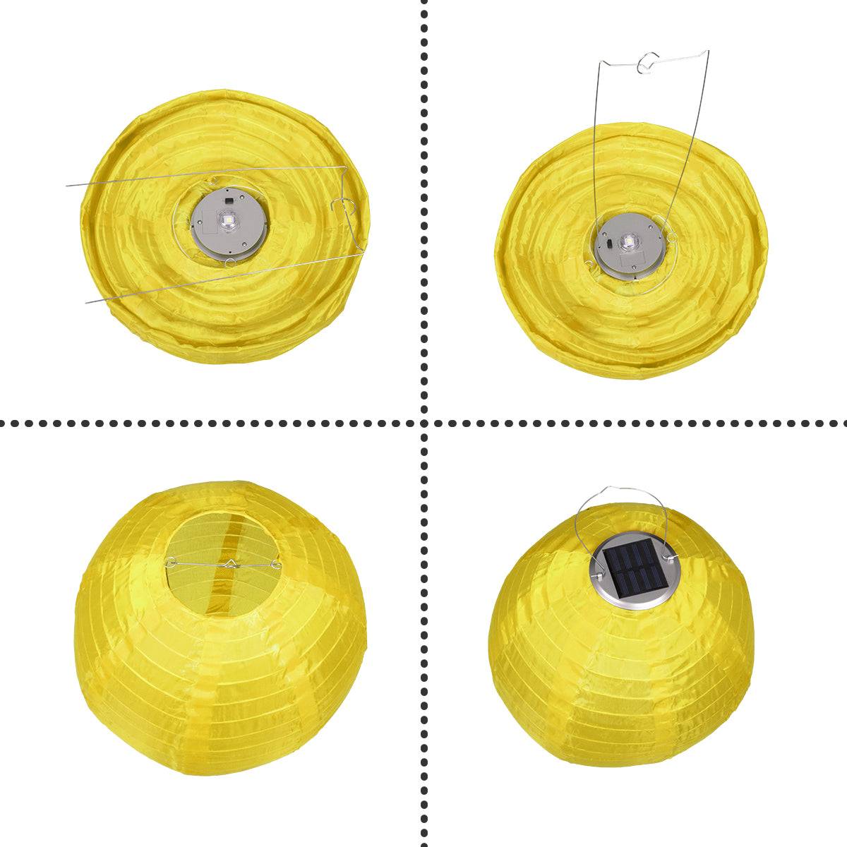 GloboStar® 71599 Αυτόνομο Ηλιακό Φωτιστικό Υφασμάτινη Κίτρινη Μπάλα Φ30cm LED SMD 1W 100lm με Ενσωματωμένη Μπαταρία 1200mAh - Φωτοβολταϊκό Πάνελ με Αισθητήρα Ημέρας-Νύχτας Αδιάβροχο IP65 Ψυχρό Λευκό 6000K - ledmania.gr