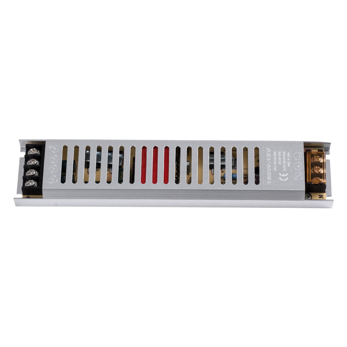 GloboStar® 73027 Μεταλλικό Τροφοδοτικό PELV Ultra Slim για Προϊόντα LED 150W 12.5A - AC 220-240V σε DC 12V - IP20 Μ25.2 x Π5.4 x Υ2.1cm - 3 Years Warranty - ledmania.gr