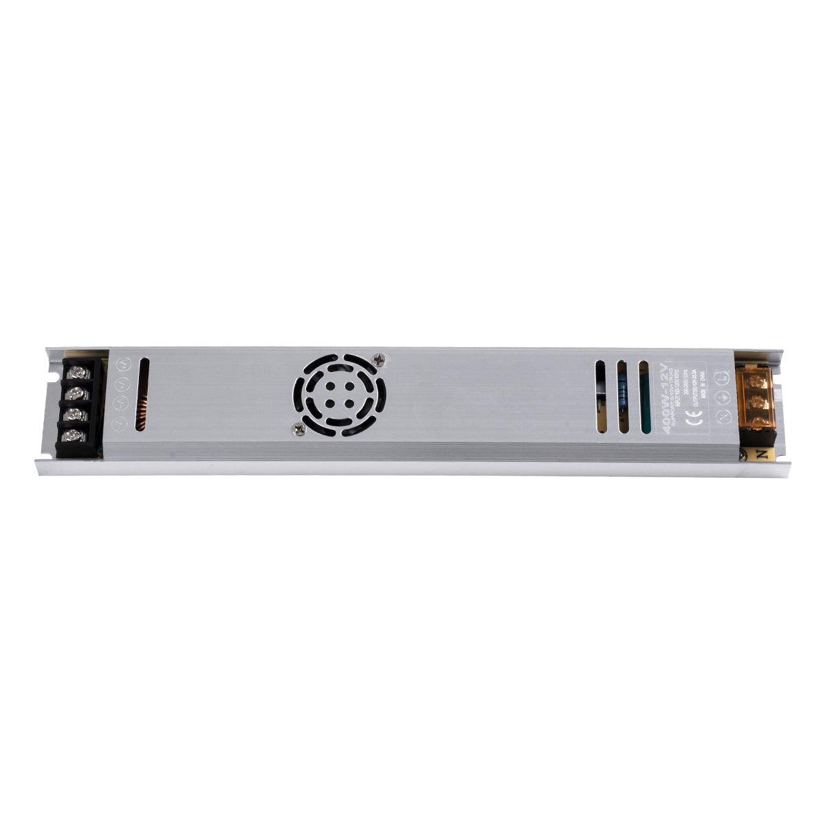 GloboStar® 73030 Μεταλλικό Τροφοδοτικό PELV Ultra Slim για Προϊόντα LED 400W 33A - AC 220-240V σε DC 12V - IP20 Μ31 x Π5.4 x Υ2.3cm - 3 Years Warranty - ledmania.gr