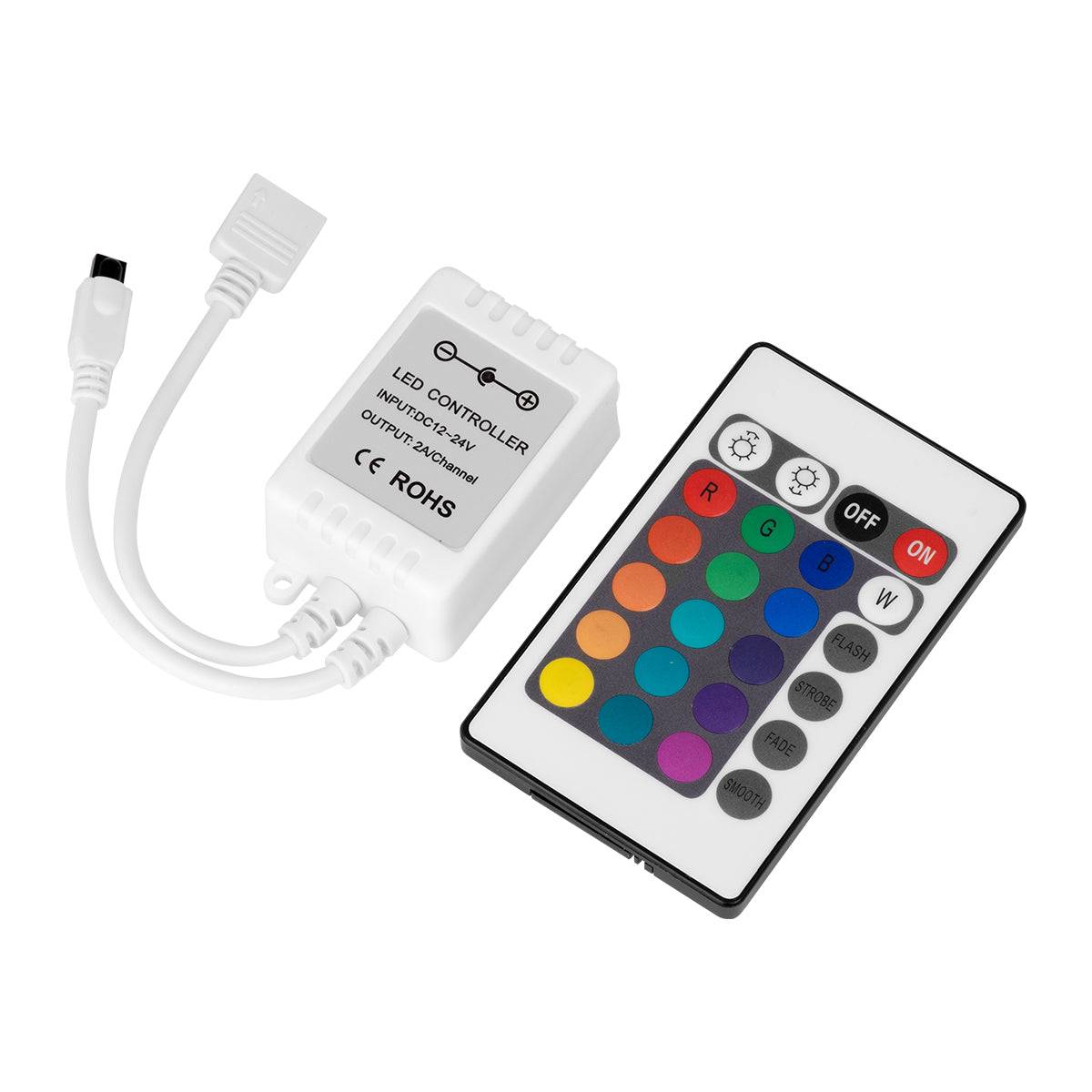 GloboStar® 73403 Ασύρματος LED RGB Controller με Χειριστήριο IR DC 12-24V Max 144W - ledmania.gr