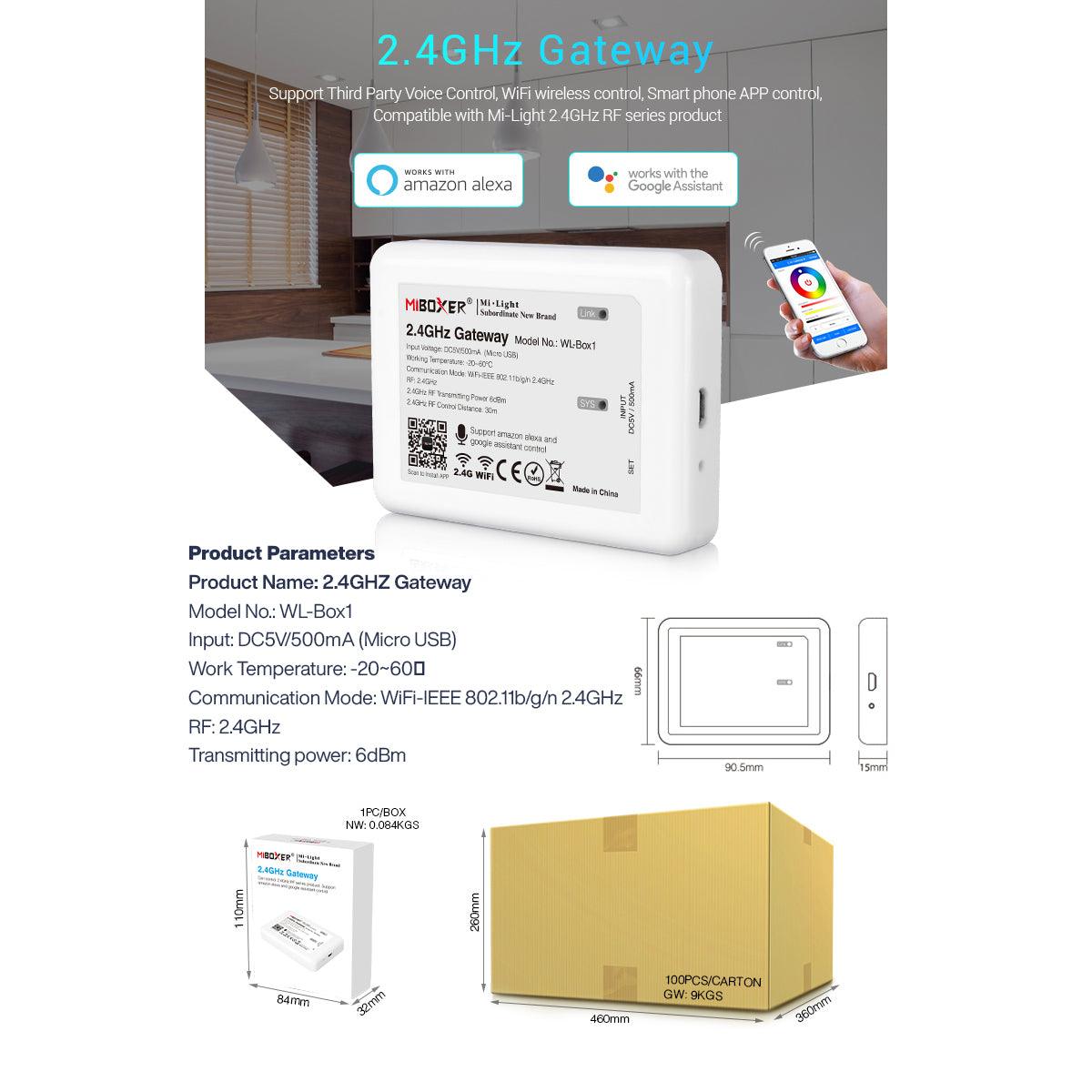 GloboStar® 73423 Mi-Light MiBOXER WL-Box1 - Smart 2.4GHz Gateway Bridge to WiFi-IEEE 802.11b/g/n DC 5V / 500mA - ledmania.gr