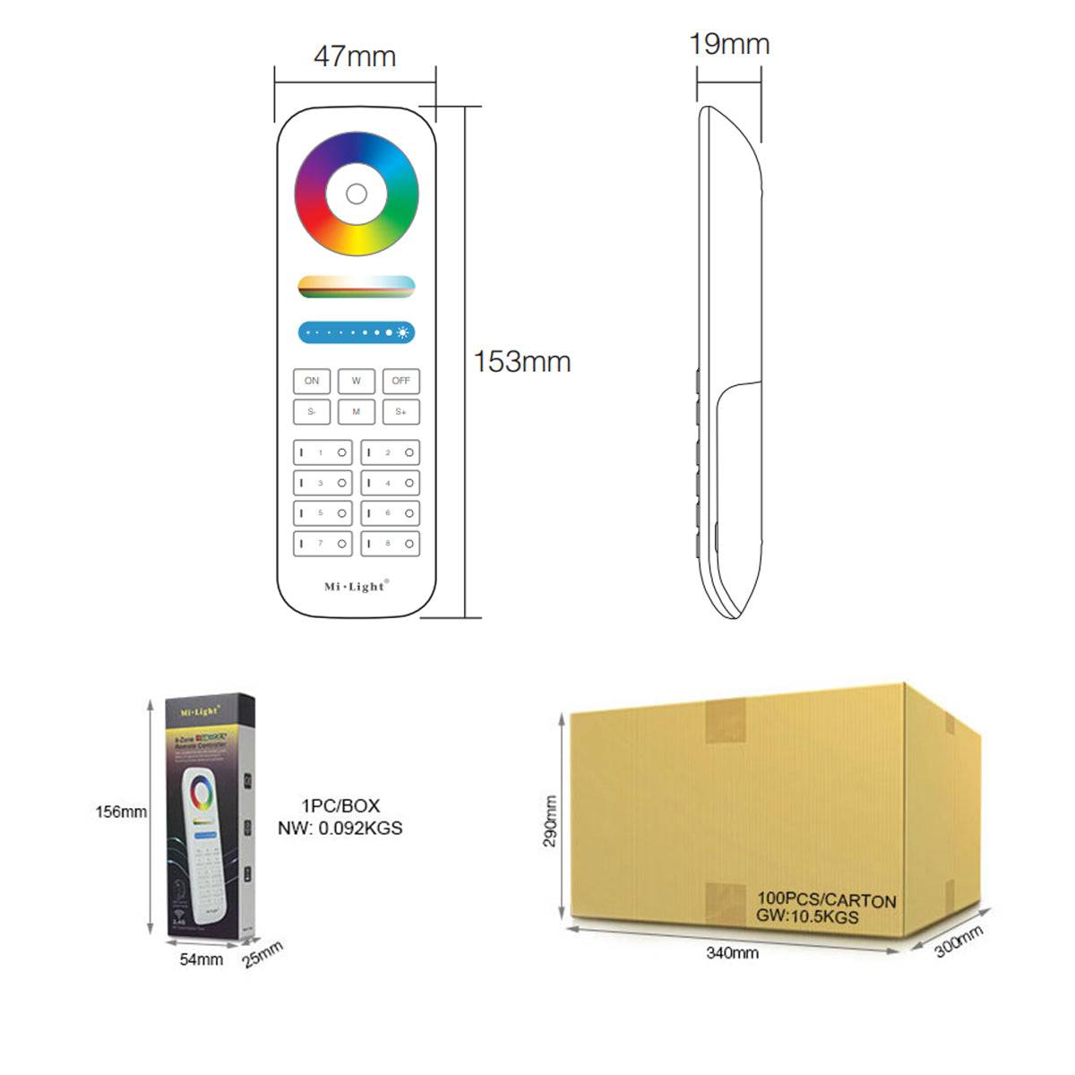 GloboStar® 73426 Ασύρματο Χειριστήριο Αφής έως 8 Group Wireless RF 2.4Ghz LED RGBW+WW Smart Touch Panel 8-Zone Mi-Light FUT089 433MHz RF 2.4G - ledmania.gr