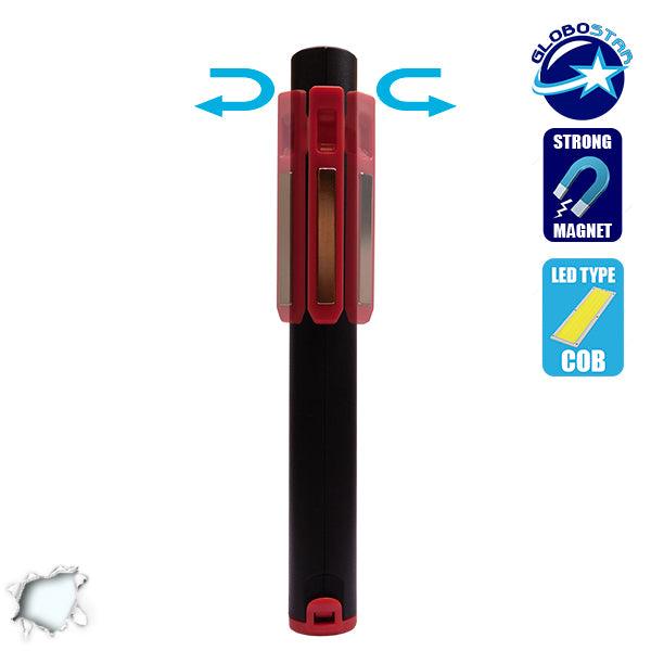 Φορητός Φακός PEN COB LED Κόκκινο Χρώμα GloboStar 07007 - ledmania.gr