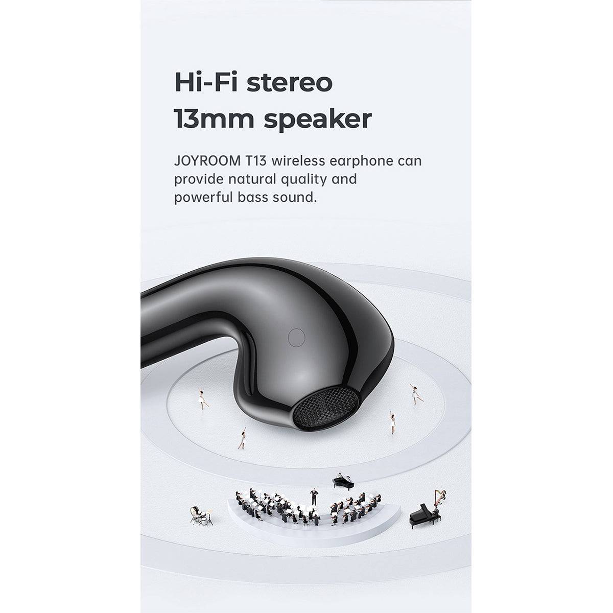 GloboStar® 87055 JOYROOM Originals JR-T13 Bilateral TWS Earphones με Θήκη Φόρτισης True Wireless Bluetooth V5.0 Binaural Συμβατό με iOS & Android Μαύρο - ledmania.gr