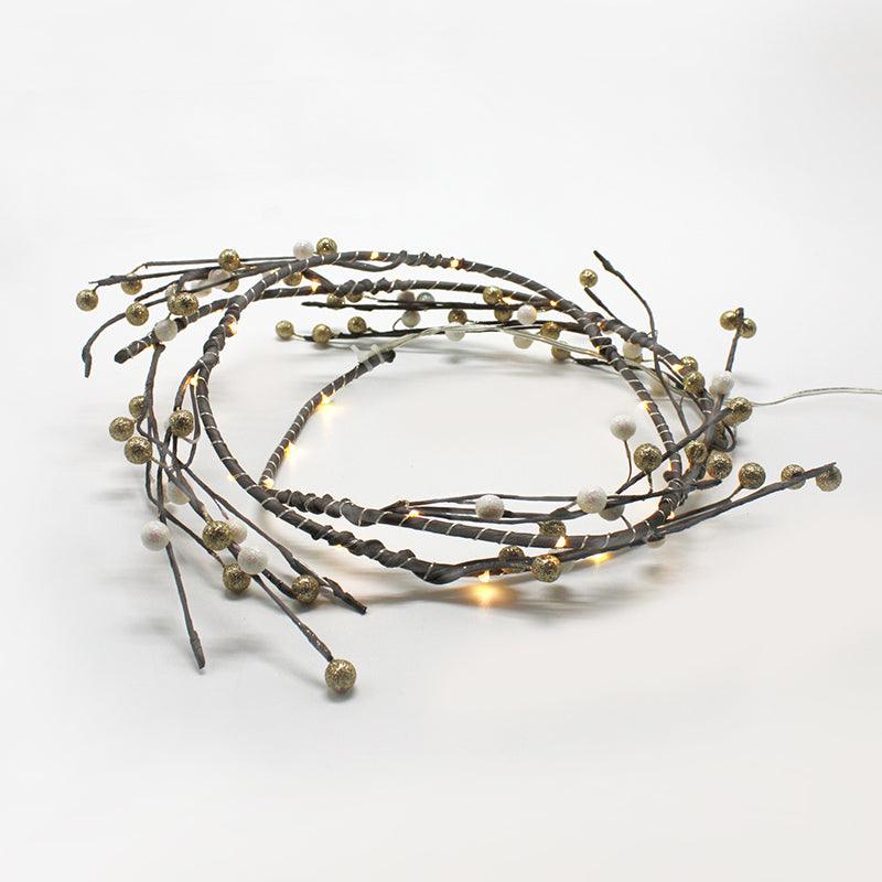 "NETTO ""CHRISTMAS WREATH"" ΣΤΕΦΑΝΙ ΠΕΡΛΕΣ 30 MINI LED ΛΑΜΠ ΜΕ ΚΑΛΩΔΧΑΛΚΟΥ & ΜΠΑΤΑΡ.(3xAA) ΘΕΡΜΟ ΛΕΥΚΟ" - ledmania.gr