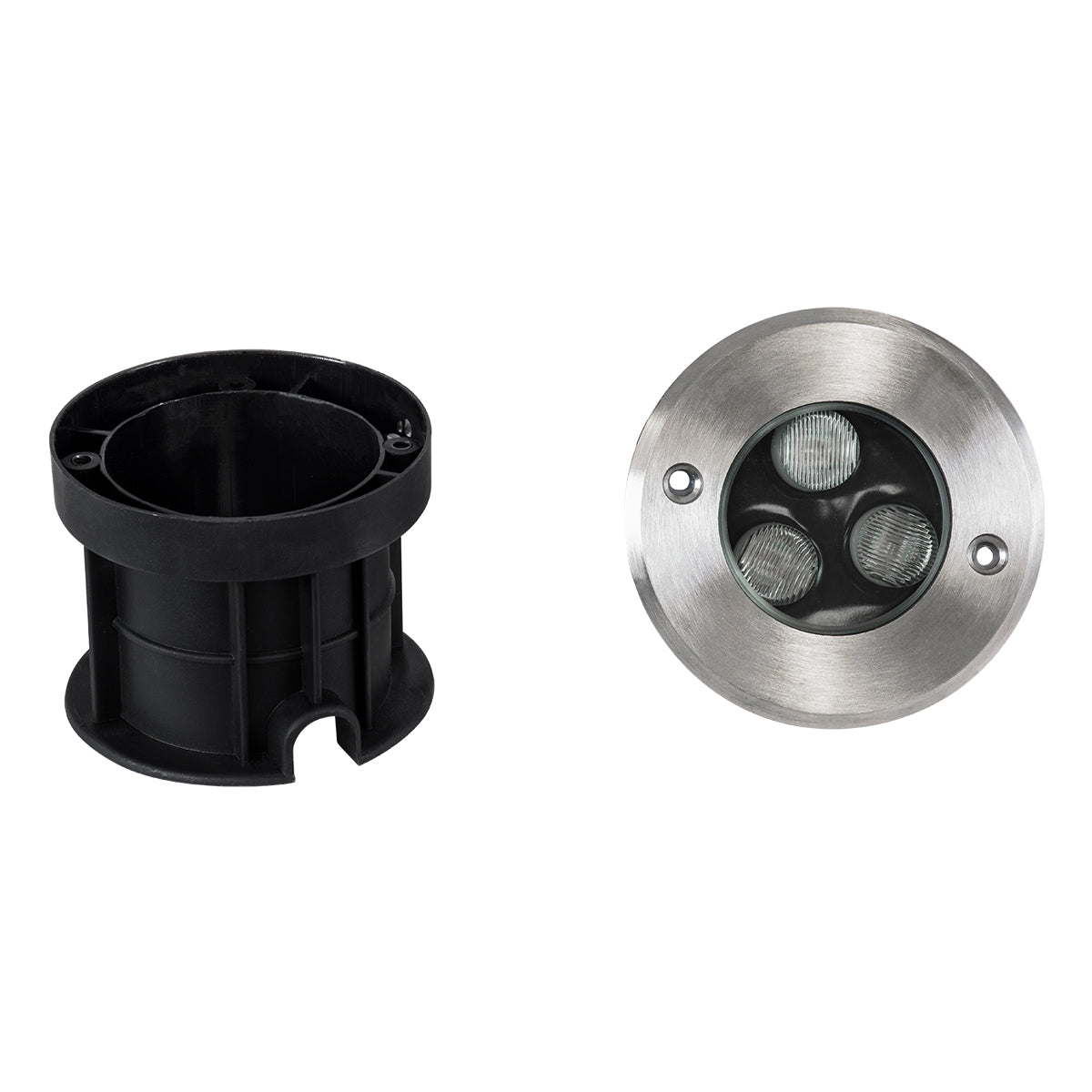 GloboStar® UNDERGROUND-FANI S-90979 Χωνευτό Φωτιστικό Σποτ Δαπέδου LED 12W 1080lm 60° DC 24V Αδιάβροχο IP68 Φ10 x Υ7.5cm Θερμό Λευκό 2700K - Ανοξείδωτο Ατσάλι - 3 Years Warranty - ledmania.gr