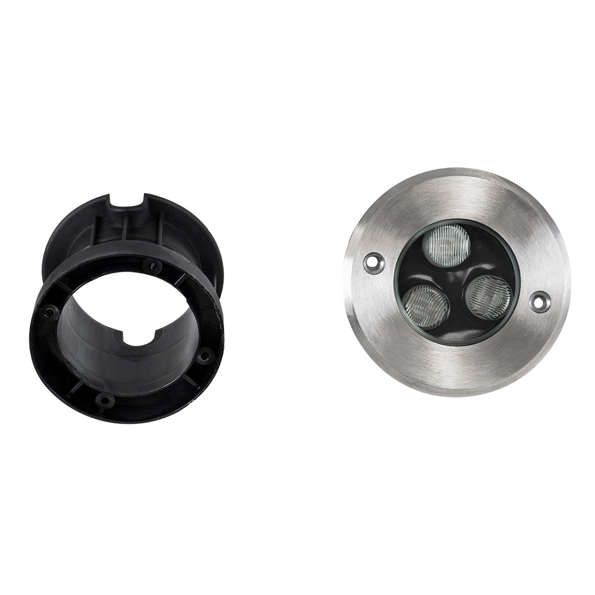GloboStar® UNDERGROUND-FANI S-90980 Χωνευτό Φωτιστικό Σποτ Δαπέδου LED 12W 1200lm 60° DC 24V Αδιάβροχο IP68 Φ10 x Υ7.5cm Ψυχρό Λευκό 6000K - Ανοξείδωτο Ατσάλι - 3 Years Warranty - ledmania.gr