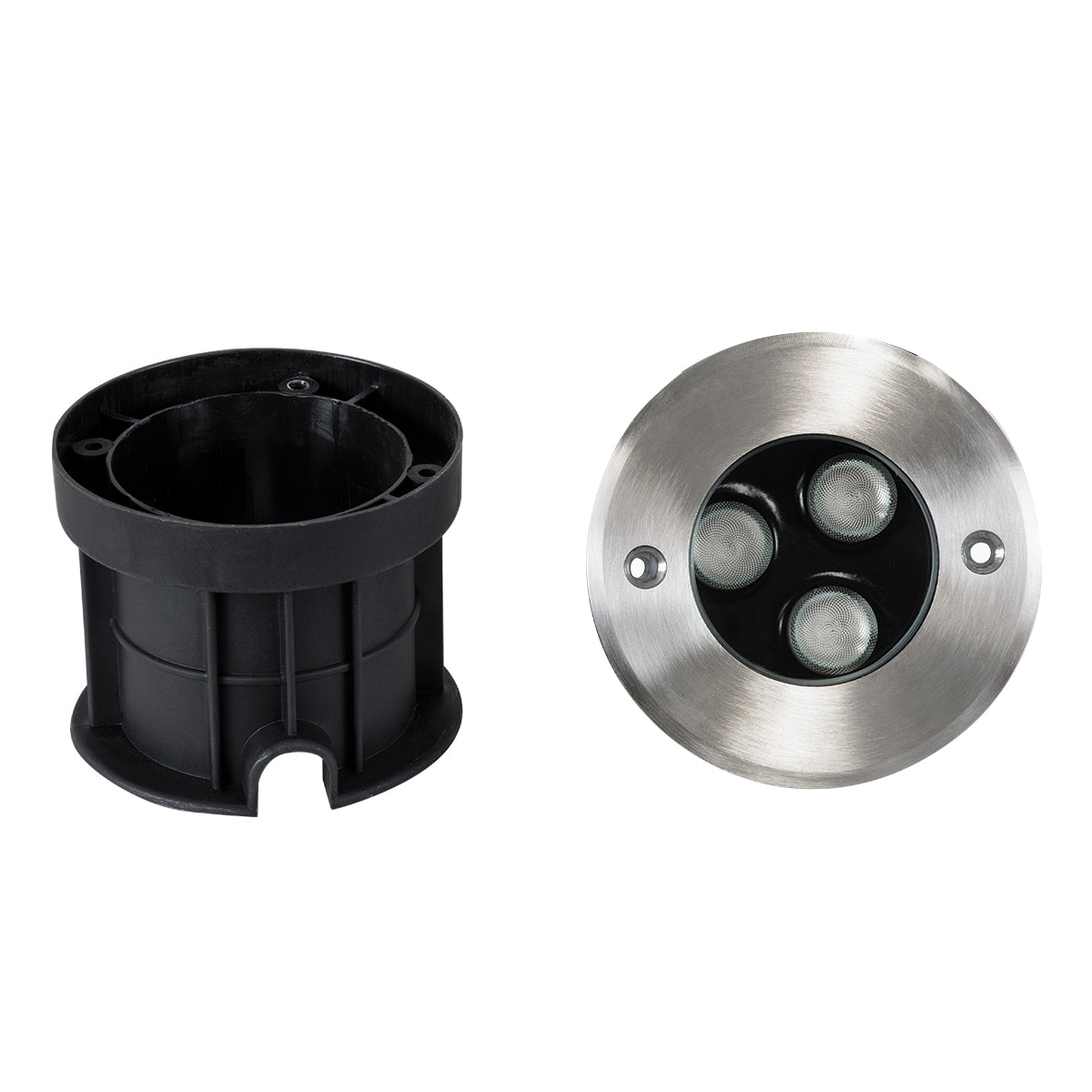 GloboStar® UNDERGROUND-FANI S-90981 Χωνευτό Φωτιστικό Σποτ Δαπέδου LED 12W 1020lm 60° DC 24V Αδιάβροχο IP68 Φ10 x Υ7.5cm RGBW DMX512 - Ανοξείδωτο Ατσάλι - 3 Years Warranty - ledmania.gr