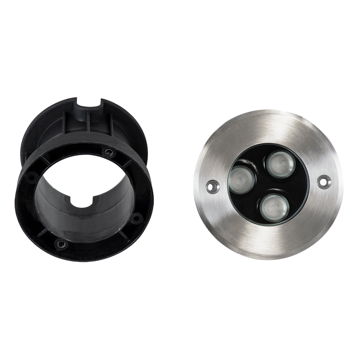 GloboStar® UNDERGROUND-FANI S-90981 Χωνευτό Φωτιστικό Σποτ Δαπέδου LED 12W 1020lm 60° DC 24V Αδιάβροχο IP68 Φ10 x Υ7.5cm RGBW DMX512 - Ανοξείδωτο Ατσάλι - 3 Years Warranty - ledmania.gr