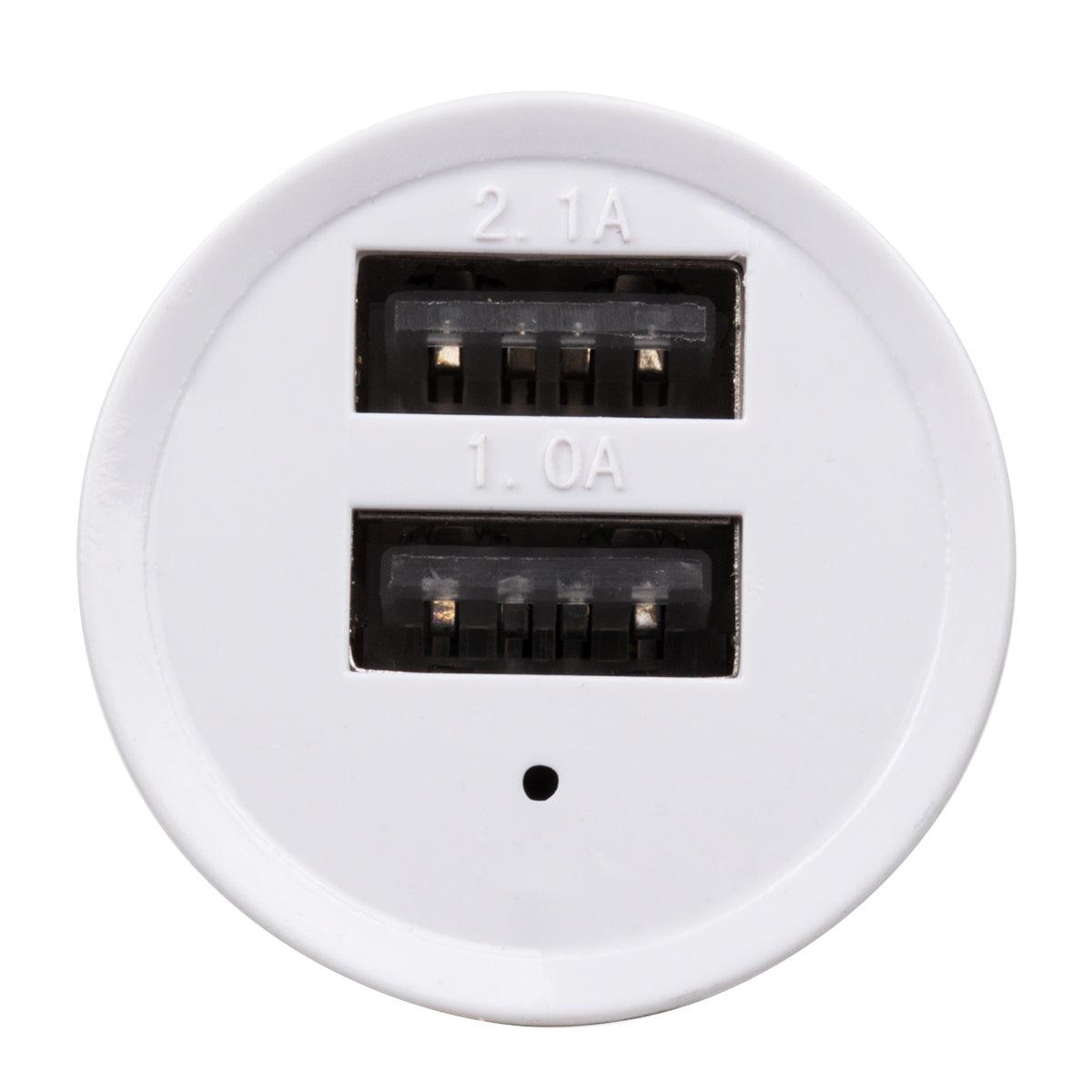 Globostar® S-90990 Χρυσός Φορτιστής Αυτοκινήτου DC 12-24V με 2 Εξόδους USB DC 5V 1.0Α & 2.1A - ledmania.gr