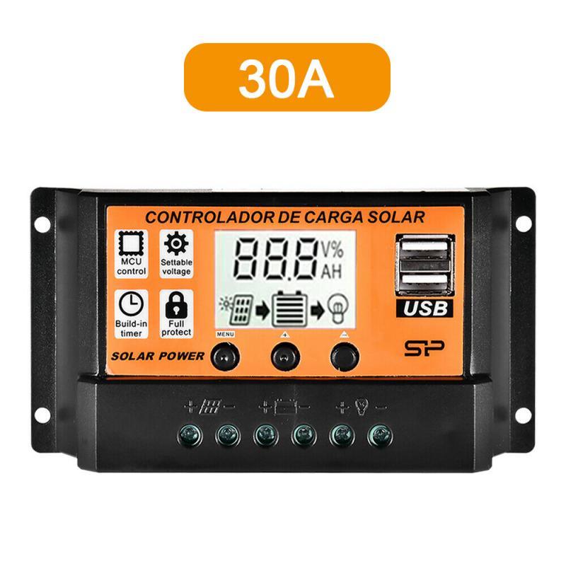 MPPT/PWM-30A 12/24v Ρυθμιστής Φόρτισης ηλιακού πάνελ Αυτόματη οθόνη LCD Solar Charge Controller  διπλής θύρας USB-1τεμ. - ledmania.gr