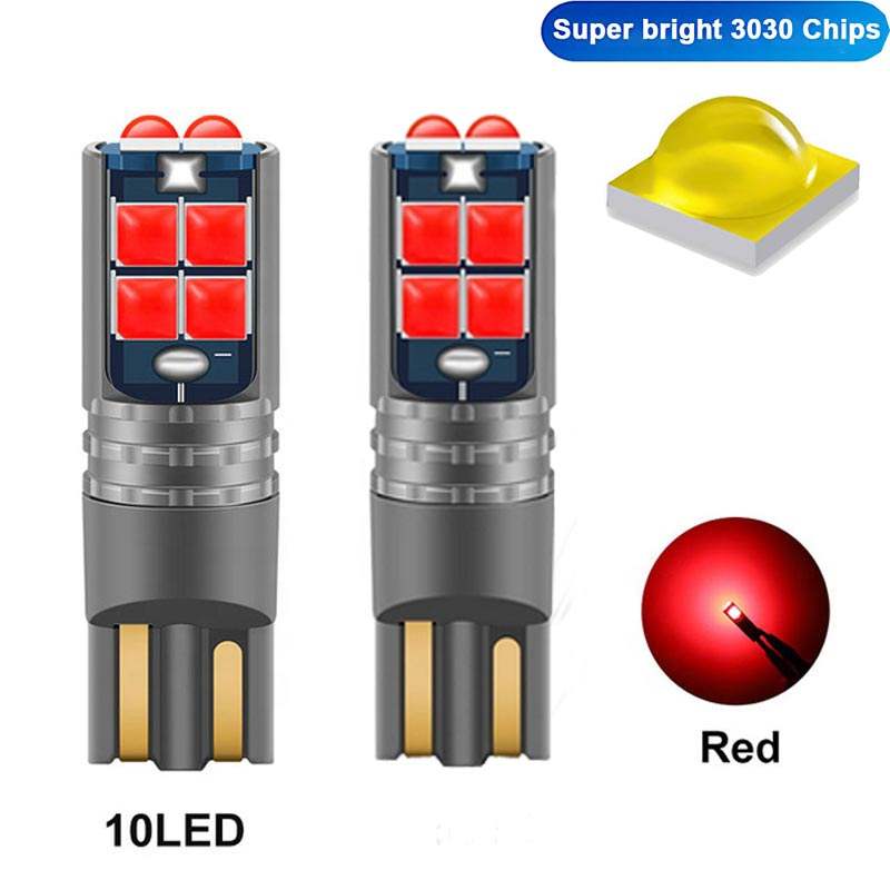 T10-W5W Canbus led αυτοκινητου 600lm-10smd 3030S 12-24vdc-1 τεμ. Κόκκινο - ledmania.gr