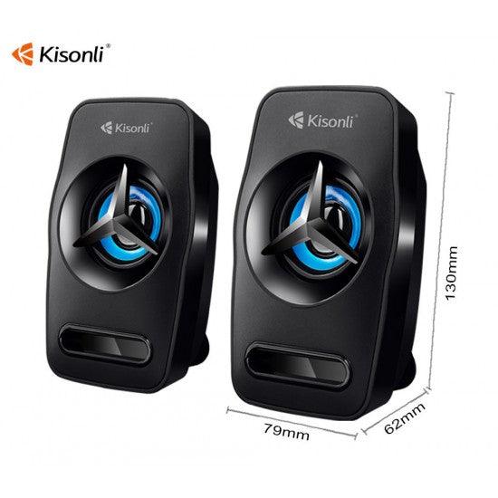 KISONLI SPEAKERS L-3030, 2x3W, USB, BLACK - ledmania.gr