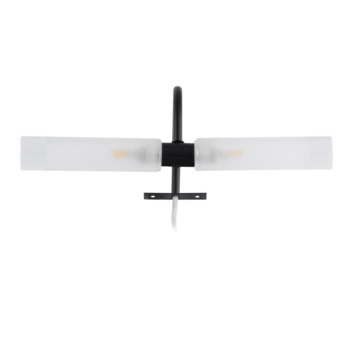 GloboStar® FLORA 60412 Μοντέρνο Φωτιστικό Τοίχου - Απλίκα Καθρέπτη Μπάνιου - Πίνακα 2 x G9 270° AC 220-240V IP44 Μ31 x Π13 x Υ12cm - Μαύρο - ledmania.gr