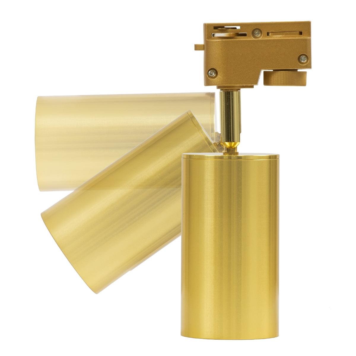 GloboStar® LEO 60357 Κινούμενο Στρόγγυλο Φωτιστικό Σποτ Ράγας Αλουμινίου με Ντουί GU10 AC 220-240V IP20 Φ6 x Υ19cm - 2 Γραμμών - Χρυσό Πλατίνα - ledmania.gr