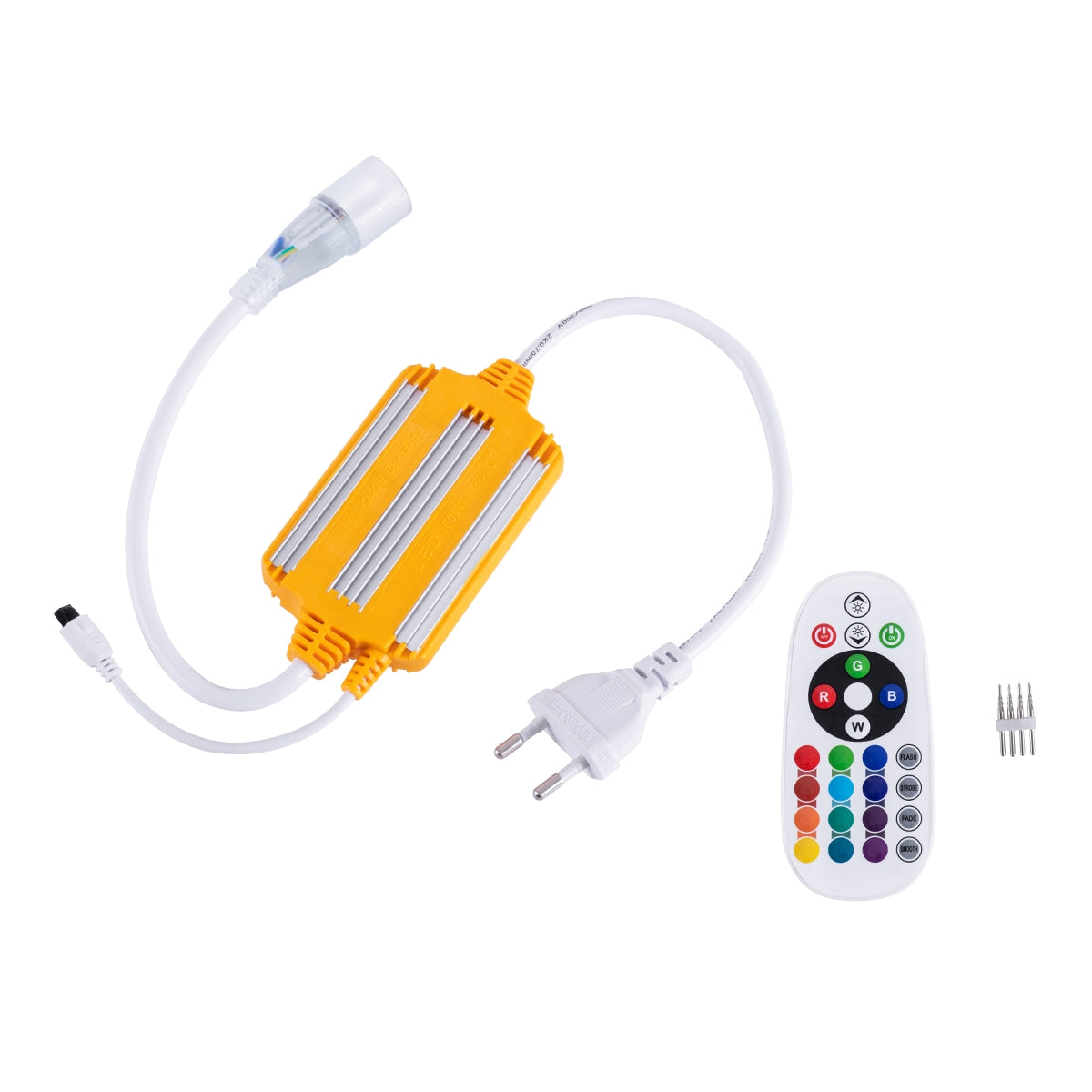 GloboStar® 70645 RGB Controller με Ασύρματο Χειριστήριο IR - Μεταλλάκτης Τροφοδοσίας AC/DC 230V IP68 για TUBE 360° Degree Neon Flex LED RGB 4 Pin Max 1500W - Έως 100 Μέτρα - ledmania.gr