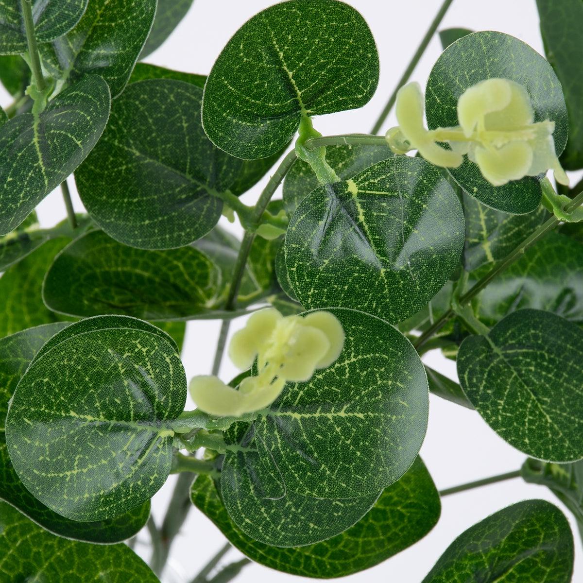 GloboStar® EUCALYPTUS 78295 Τεχνητό Φυτό Ευκάλυπτος - Μπουκέτο Διακοσμητικών Φυτών - Κλαδιών με Φύλλωμα Πράσινο - Λευκό Υ45cm - ledmania.gr