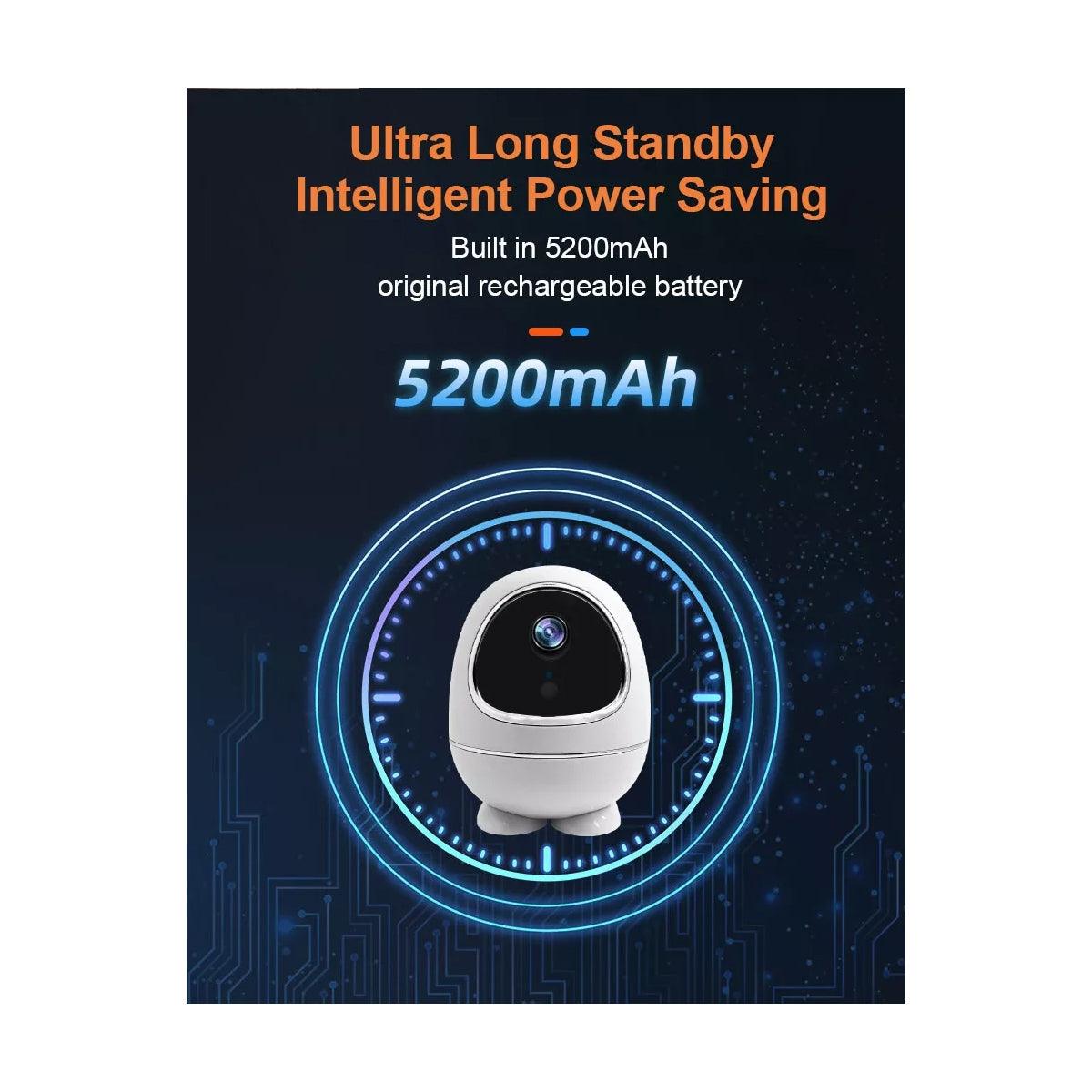 GloboStar® 86008 Rechargeable Table Camera WiFi HD 1080P 3MP 350° 5200mAh Two Way Audio & Motion Detection - Επαναφορτιζόμενη Επιτραπέζια Κάμερα WiFi HD 1080P 350° 5200mAh Διπλή Κατέυθυνση Ομιλίας με Ανιχνευτή Κίνησης - Λευκό - ledmania.gr