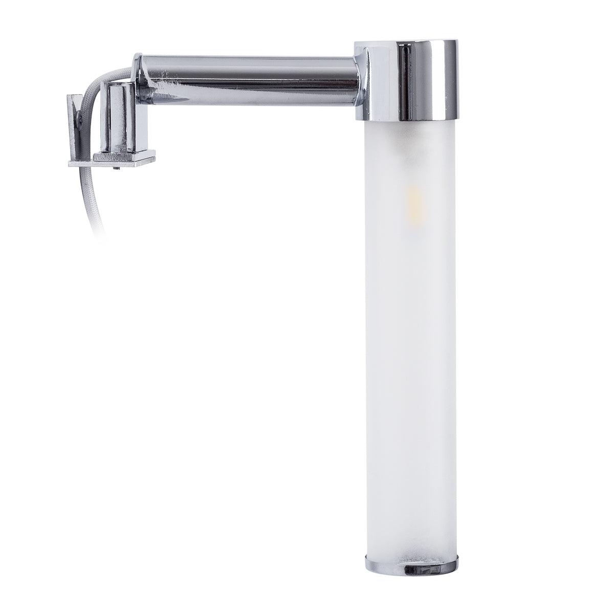 GloboStar® ELSA 60406 Μοντέρνο Φωτιστικό Τοίχου - Απλίκα Καθρέπτη Μπάνιου - Πίνακα 1 x G9 360° AC 220-240V IP44 Μ3.5 x Π13.5 x Υ20cm - Χρώμιο Νίκελ - ledmania.gr