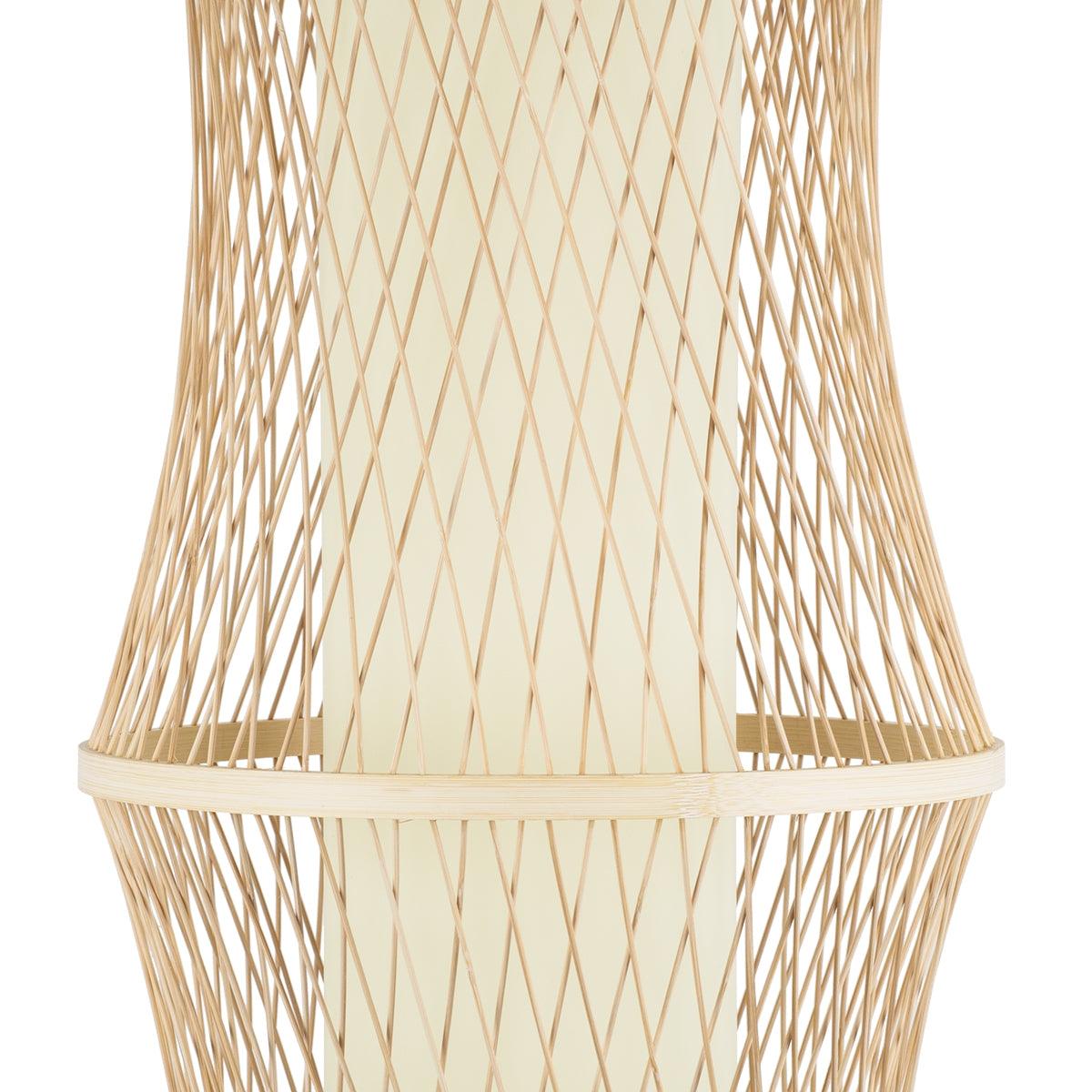 GloboStar® SAMOA 01783 Μοντέρνο Κρεμαστό Φωτιστικό Οροφής Μονόφωτο 1 x E27 Μπεζ Μπαμπού Πλέγμα D35 x H150cm - ledmania.gr